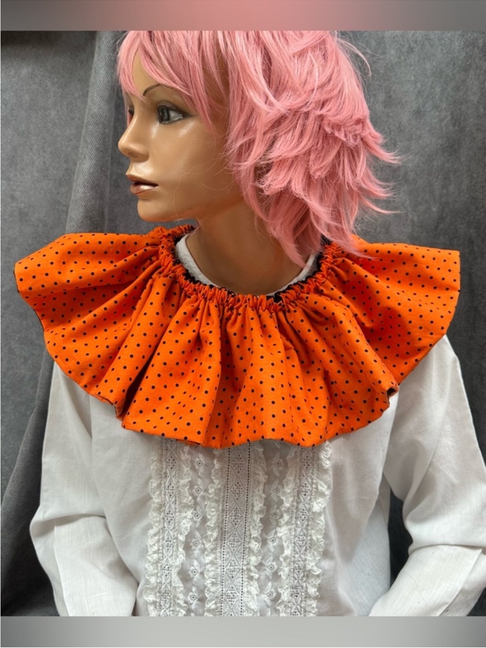 Vintage polka dot Ruffle clown collar adult one size